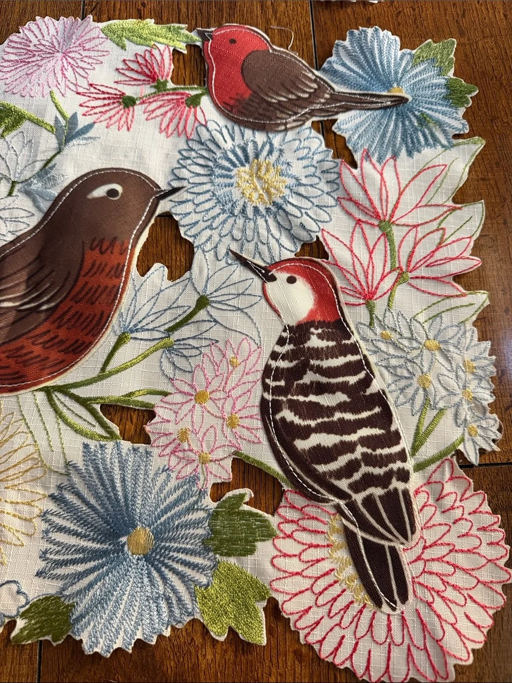 Macy's Floral and Bird Placemats in Pink, Blue, Green, Red, Brown